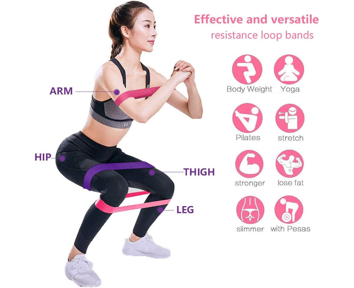 Fitness Resistance Bands Set of 5,Resistance Bands for Legs and Butt Exercise Bands for Women 5 Different Levels Fitness Resistance Bands